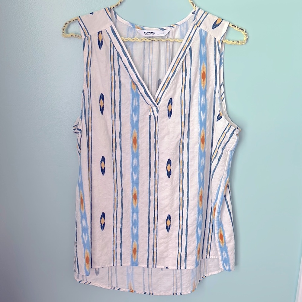 Patterned V-Neck Tank